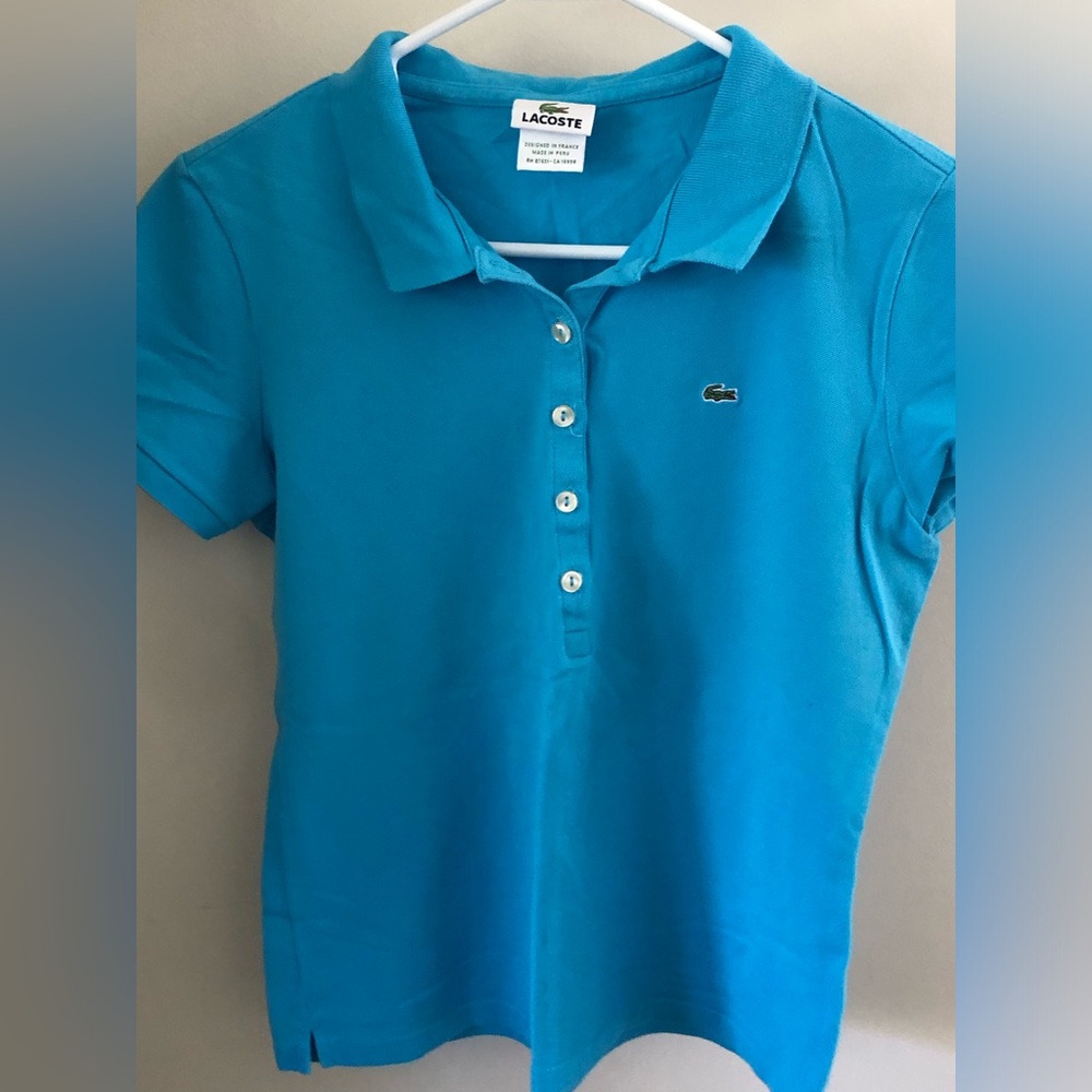 Lacoste Women’s Polo.  Size 44.  Teal Color.